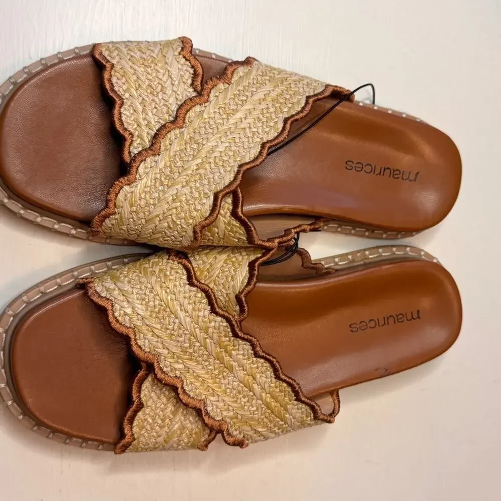 Maurices  Chelsea Tan and Brown Women's Slide Cross Strap Sandals  Sz 7  NWT